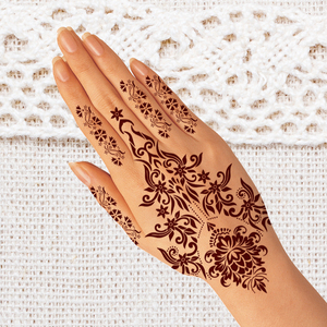 สติกเกอร์ลายเฮนน่าสีน้ำตาลสำหรับสักลายชั่วคราวบนมือ กันน้ำ แฟชั่นศิลปะตกแต่งร่างกาย สำหรับใบหน้า แขน งานปาร์ตี้ ใช้งานได้อย่างมืออาชีพ - Product Image 3