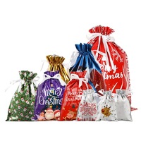 Sacs cadeaux de Noël JQ avec cordon de serrage 2026 – Nouveauté Sacs à friandises de Noël pour bonbons et biscuits – Décoration de fête et ensemble de pochettes pour cadeaux