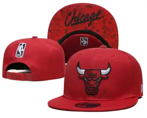 Chapéu snapback personalizado com borda bordado 3D, chapéu esportivo de verão dos EUA, chapéu personalizado para basquete, venda imperdível Chicago Bull