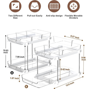 Hot Sale Stackable Pull Out Pantry Cabinet Organizers <strong>Storage</strong> 2 Tier <strong>Bathroom</strong> <strong>Under</strong> <strong>Sink</strong> Organizer with Movable Dividers - Product Image 2
