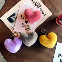 Vente chaude Cheer Coeur Porte-clés Moelleux Porte-clés Pompon Gland Pompon Boule Pom Pom Porte-clés