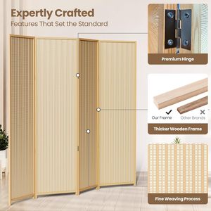 Paravent à 4 panneaux extra large, écran de séparation pliable, 63'' L <span class=keywords><strong>x</strong></span> 67'' H, design asiatique en bambou pour la séparation des pièces - Product Image 4