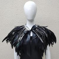 Châle en plumes multicolores avec nœud noir, accessoire de costume pour Halloween, carnaval, fête, cosplay, performance scénique