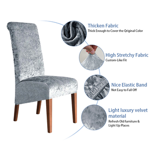 Bindi Elastic Gold Diamond Velvet Large Slant Hem <strong>High</strong> <strong>Back</strong> <strong>Chair</strong> <strong>Cover</strong> Solid Color Home Hotel <strong>Dining</strong> <strong>Chair</strong> <strong>Cover</strong> - Product Image 2