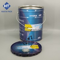Seau en acier vide de 5 gallons homologué ONU avec bec verseur Rieke et couvercle à anse, imprimé sur mesure pour l'emballage d'huile moteur, de peinture, d'adhésif et d'encre