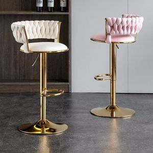 Silla de Bar Moderna y Sencilla de Hierro, Estilo Lujoso, con Respaldo Giratorio y Elevación, Diseño de Patas Altas para Restaurante o Comedor - Product Image 3