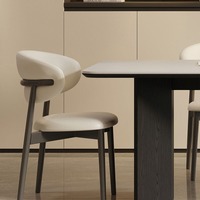 Ensemble table et chaises de salle à manger en bois minimaliste italien, table rectangulaire avec plateau fixe en ardoise blanche pour petit appartement