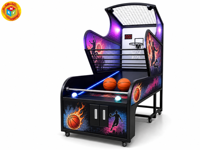 Machine de basket-ball d'arcade de luxe avec LED, jeu de tir et enregistrement des scores, 275x100x280 cm, pour FEC, bar, centre commercial