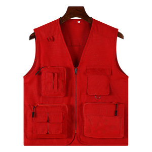 Gilet Multitasche Autunnale in Poliestere Cotone Antipiega con Cerniera e Scollo a V, Personalizzabile con Logo Ricamato, per Volontari, Consegna ODM, <span class=keywords><strong>Chauffeur</strong></span>, OEM - Product Image 5