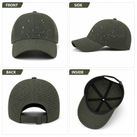Maßgefertigte 6-Panel Perforierte Baseballkappe Wasserabweisend Schnelltrocknend UPF 50 Verstellbar 56-62cm Outdoor Laufkappe OEM Großhandel Niedriger MOQ