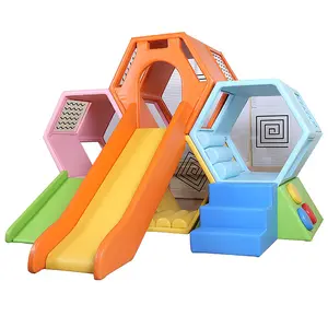 Regenboog Honingraat Zachte Klim En Glijbaan Combo Set Bijenkorf Daycare Doolhof Spel Indoor Speeltuin Kids Soft Play Set Voor voorschoolse