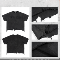 T-shirts personnalisés pour hommes, de haute qualité, vintage, en maille épaisse 240g, à ourlet brut, coupe carrée, ajustée, courte, imprimée et délavée