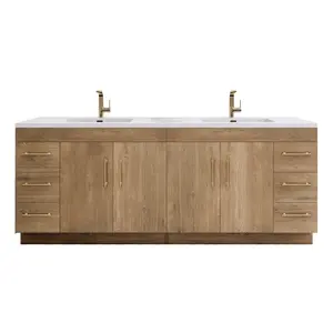 Vietnam Factory Homedee Vietnam 84 customized vanity wooden panel bathroom cabinet with mirror