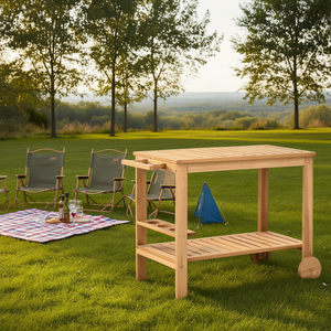 Carrello Grill in Legno per Esterni D0100XU6PFV, Tavolo Bar Portatile per Uso Esterno - Product Image 2