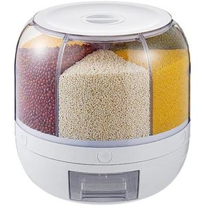 Plastic <b>Kitchen</b> <b>Storage</b> Container Rotating 6-Grid Rotary Dry Food Rice Dispenser Airtight Food Grade Lid Microwavable Injection - Product Image 1