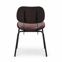 Chaise de salle à manger de style industriel vintage pour restaurant commercial, dossier en acier, assise en cuir, structure métallique, durable, pour hôtel et chambre.