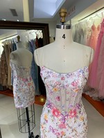 Robe de Soirée de Luxe Blanche avec Papillons 3D et Fleurs, Courte, Ornée de Perles, Corset, Robe de Bal de Promo ou de Remise de Diplôme, Motif à Carreaux