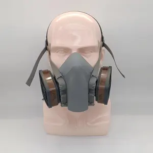 PPE PLUS Abu-abu TPE Masker Setengah Wajah Respirator Pembersih Udara Industri Filter Ganda Lukisan Masker Gas