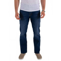 Jean en denim décontracté pour homme, coupe droite, délavé, couleur unie, automne, durable, avec points renforcés en tissu riche en coton