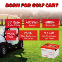 Batterie LiFePO4 38,4V 105Ah avec test de charge, chargeur rapide 43,8V 100A et protection BMS 250A pour voiturette de golf, 6000 cycles