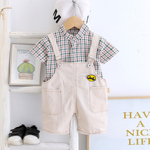 Vêtements pour enfants, combinaisons décontractées pour garçons, ensembles de vêtements de créateur, ensembles de 2 pièces avec motif à carreaux - Product Image 2