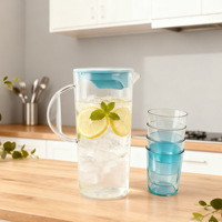 Joyofancy – Ensemble de carafes à eau froide personnalisées en plastique grande capacité avec poignée, transparentes, imprimées, en PS de qualité alimentaire pour la maison