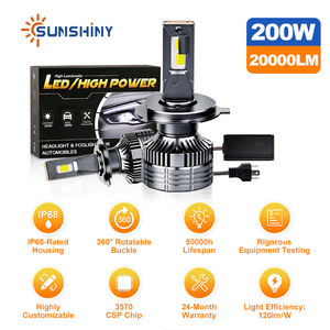 Bombilla LED para Faros Delanteros Sunshiny V28X H4 <span class=keywords><strong>H7</strong></span> Altamente Personalizable con Chip CSP 3570 de 200W, 20000LM, IP68 Impermeable para Automóvil - Product Image 1