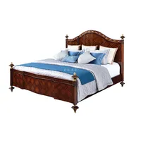 Set Kamar Tidur Klasik Inggris, Kayu Mahoni Royal Mewah Gaya Amerika Ukuran King Tempat Tidur Ganda