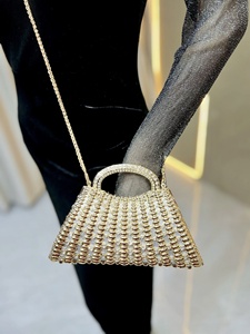 Bolso de mano de lujo 2026 para mujer, cartera de noche con cristales, asa de gemas, bolso de fiesta formal, con cuentas y pedrería, diseño único - Product Image 6