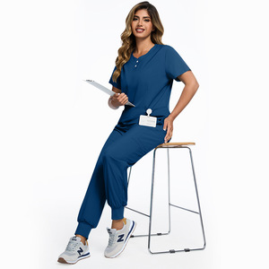 42162 Conjuntos <span class=keywords><strong>de</strong></span> Uniformes Médicos <span class=keywords><strong>de</strong></span> Dos Piezas en Verde Oscuro, Tejidos a Mano con Spandex/Poliéster, para Doctores <span class=keywords><strong>y</strong></span> Enfermeras - Product Image 1