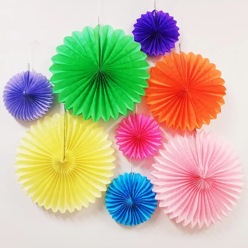 Tissue Paper Fan DIY Hanging Decorative Crafts Wedding Birthday Party Flower Fan