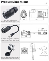Puerto de Red RJ45 IP67/IP68, Conector Circular LED Industrial a Prueba de Agua para Montaje en Panel, Cable de Extensión CAT6 Cat5e, Adaptador 5A