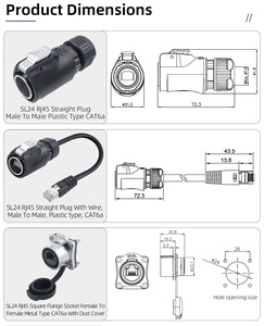 Cavo di Prolunga RJ45 Impermeabile IP67/IP68 Industriale con Connettore Maschio Circolare LED per Montaggio a Pannello CAT6 Cat5e Adattatore 5A - Product Image 2