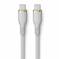 Kabel Pengisian Cepat 1m TPE USB-C ke USB-C 60W dengan Konektor Cincin Berlapis Emas, Kabel Sinkronisasi Data