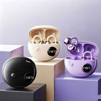 Écouteurs sans fil Bluetooth à clipser, ouverts, étanches IPX4, casque sport, son stéréo HiFi, affichage LED pour téléphones mobiles