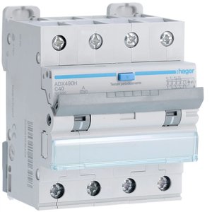 ADX490H Personalizzabile con Hagers RCBO 10000A 4P curva C 40A tipo A 30mA 4M - Product Image 1