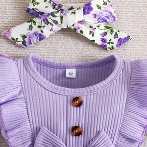 Robe d'été pour bébé fille, mignonne, à fleurs, style princesse, coupe évasée, avec nœud, en coton respirant, manches courtes, pour nouveau-né - Product Image 5
