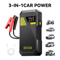 Démarreur de secours compact pour camionnette, batterie au lithium fer phosphate 2100 mAh, courant de crête 1200 A, lumière LED numérique