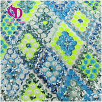 Tissus à paillettes en filet brodé plat vichy transparent vert tissu à paillettes en maille de dentelle du monde pour vêtements et accessoires pour femmes