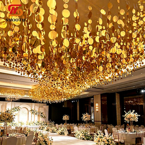 SMOOTH Wedding Ceiling Decoration <b>Gold</b> Shiny Round Sequin Curtain with Fabric Ceiling Drape Hanging Ceiling <b>Backdrop</b> Decoration - Product Image 1