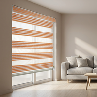 Stores zébrés horizontaux modernes en polyester, intégrés jour/nuit, à commande manuelle par cordon, en tissu simple, couleurs riches, sur mesure pour sous-sol