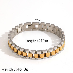 Men's Titanium Steel <b>Bracelet</b> Gold Silver Two Tone Geometric Link <b>Bangle</b> Fashion Jewelry TB5109 - Product Image 5