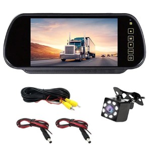 Moniteur de rétroviseur de voiture 7 pouces pour dropshipping Shopify, avec double entrée vidéo et fixation par clip pour la marche arrière - Product Image 1