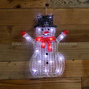 Trang trí ngoài trời PVC LED giáng sinh Snowman với màu đen Xmas hat cho trang trí Motif ánh sáng