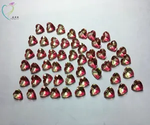China Customize Heart Cut 10x10mm Bicolor Tourmaline Glass Stone
