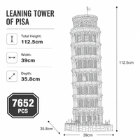 Set de Bloques de Construcción Personalizado de la Torre Inclinada de Pisa, 7652 Piezas, 112 cm de Altura, Modelo de Arquitectura Famosa, Juguete STEM, Marca Privada