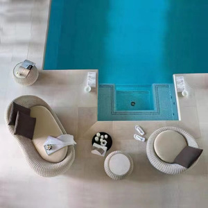 Ensemble de salon de jardin en aluminium et corde, idéal pour villa, collection de meubles de détente d'extérieur, canapé sectionnel, vente chaude - Product Image 4