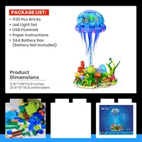 JMB 70010 2026 Nouveau modèle océanique 3D lumineux à construire soi-même, jouets éducatifs, décoration de la maison, cadeaux d'anniversaire pour enfants, 1130 pièces, ensembles de blocs de construction