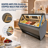 Vitrine Réfrigérée Commerciale pour Gelato, Design Robotique Futuriste, Présentoir à Glaces Multi-Plateaux Chauffés avec Verre Anti-Buée pour Magasin