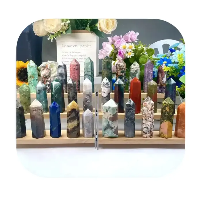 Wholesale Nature High Quality Crystals Healing Stones Clear Quartz Point Obelisk Mixed Material Point Tower For Decorations